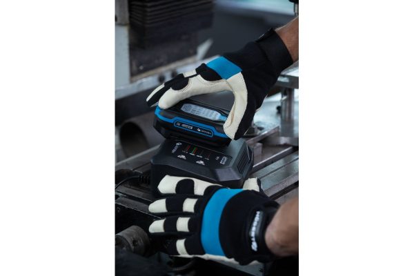 STOR rękawice skórzane mechaniczne (skóra kozia) czarno/niebieskie 9 - obrazek 3