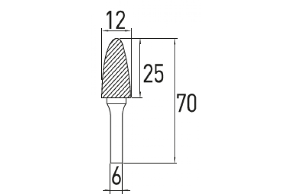 Frez trzpieniowy ostrołukowy, ostry G 12x25