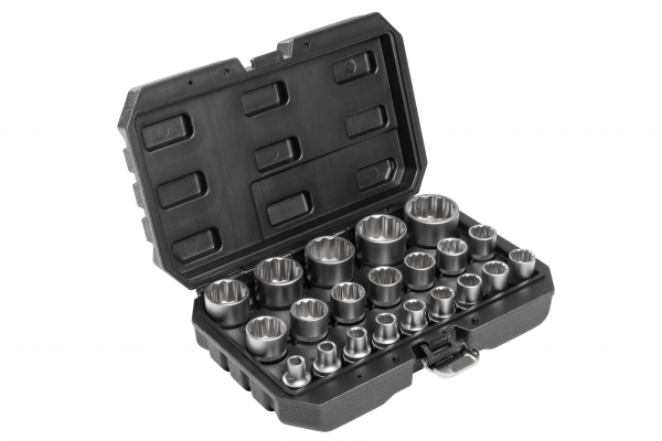 Zestaw kluczy nasadowych  1/2", 21 szt.